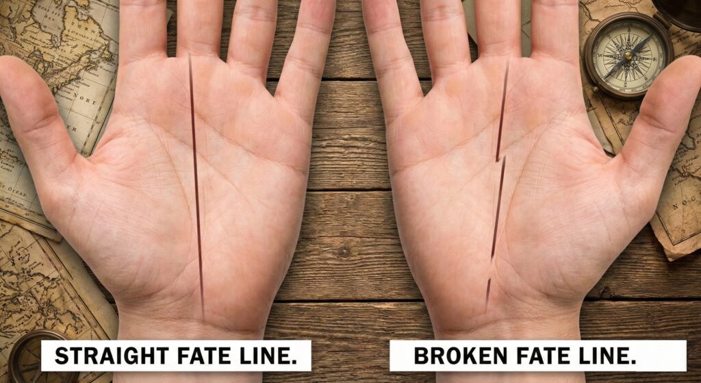 fate line in palm